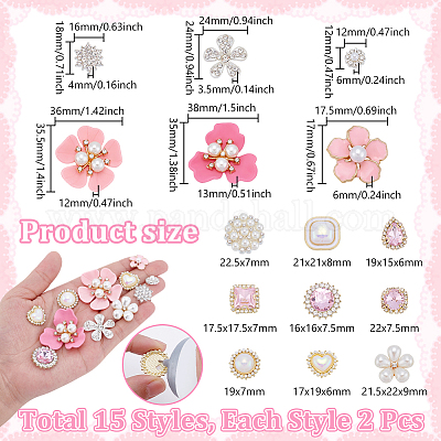 30 шт. 15 стиля смоляных стразов и кабошонов из сплава DIY-NB0014-60-1