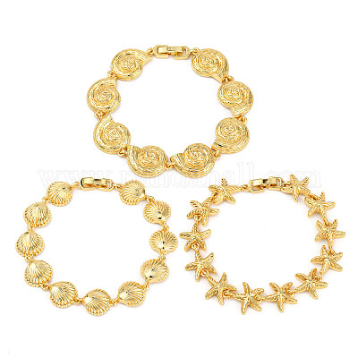 Латунь ссылка браслеты для женщин BJEW-H209-01G-1