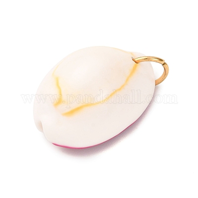 Кулоны с натуральными ракушками каури с принтом STAS-Z168-03G-07-1