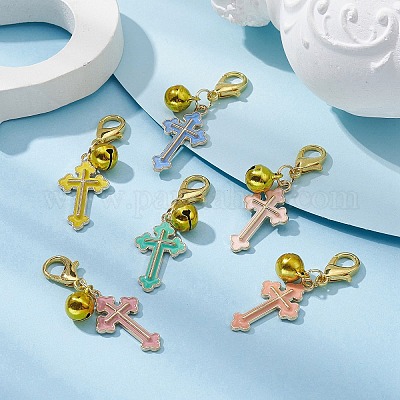 Подвески с эмалью из сплава креста HJEW-JM01075-1