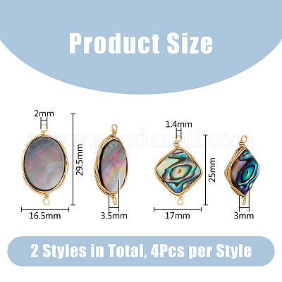 8 шт. 2 стиля подвески-соединители из натуральной ракушки и ракушки пауа KK-DC0003-31-1