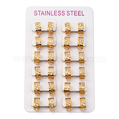 Серьги-кольца из нержавеющей стали 304 с эффектом полировки из кубического циркония EJEW-M001-26G-B-1