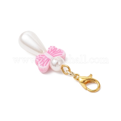 Подвесной ангелочек из акрила и АБС-пластика с имитацией жемчуга HJEW-JM04236-1