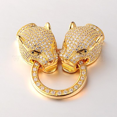 Латунные микро проложить кубического циркония раз за застежками ZIRC-M043-G-02-RS-1