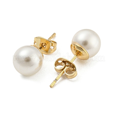 Настоящие латунные серьги-гвоздики с 18-каратным золотым покрытием EJEW-P2261-46G-03-1