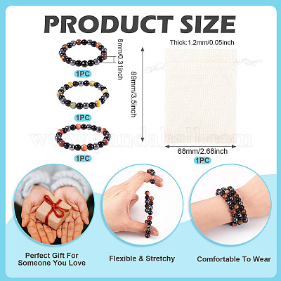 8 мм круглые бусины из натурального тигрового глаза BJEW-TA0001-20-1