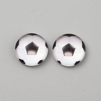 Стеклянные кабошоны на тему спортивного мяча GLAA-WH0042-51F-1