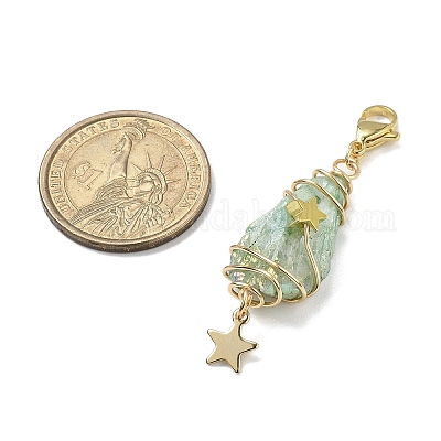 Подвесные украшения из гальванизированного натурального кварцевого кристалла в виде проволоки HJEW-JM03127-08-1