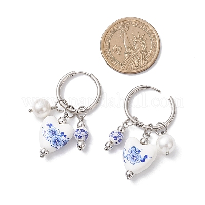 Серьги-кольца в форме сердца из нержавеющей стали 304 EJEW-JE06732-01-1