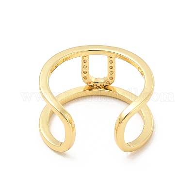 Кольцо-манжета с открытой буквой из прозрачного кубического циркония RJEW-A012-01G-U-1