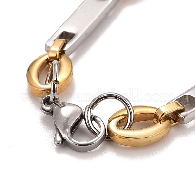 Браслеты из овальных и прямоугольных звеньев цепи из нержавеющей стали с вакуумным покрытием PVD 201 STAS-E160-10GP-1