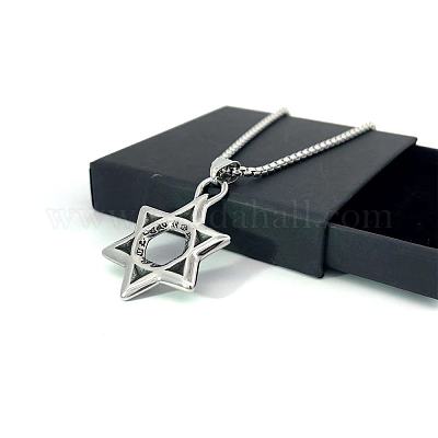 Мужские ожерелья из нержавеющей стали с подвеской в виде звезды Дэвида в стиле хип-хопа для повседневной носки и вечеринок MN2235-1