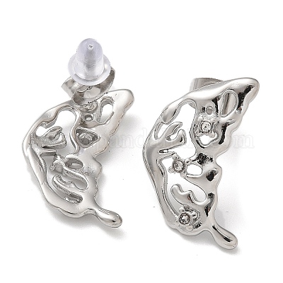 Серьги-гвоздики из нержавеющей стали 304 со стразами EJEW-M069-05P-1