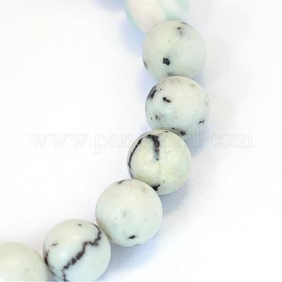 Бусы из натуральной желтой бирюзы (яшмы) круглого сечения G-E334-6mm-02-1