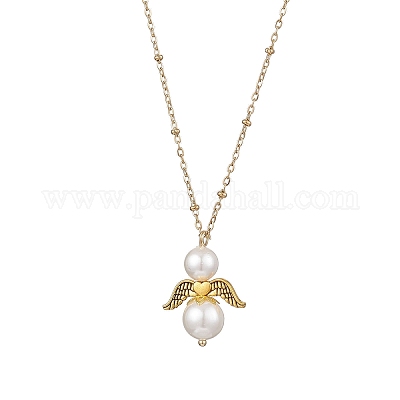 Подвеска в виде ракушки с крыльями ангела из сплава NJEW-JN05427-1