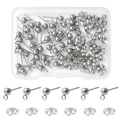 40 шт. фурнитура для сережек-гвоздиков из нержавеющей стали 304 STAS-FS0001-76P-1