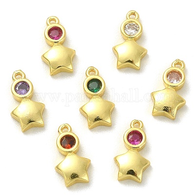 30шт латунные подвески с микропаве и кубическим цирконием ZIRC-CJ0001-17-1