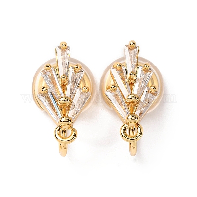 Фурнитура для ушей из латуни с микропаве из кубического циркония KK-F898-19C-G-1