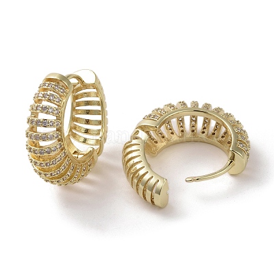 Латунные микро проложить серьги обруча кубического циркония EJEW-H308-03G-1