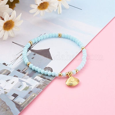 Позолоченные эластичные браслеты с подвесками из нержавеющей стали 304 BJEW-JB06096-02-1