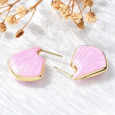 Латунные серьги-гвоздики в форме ракушки EJEW-G424-01G-1