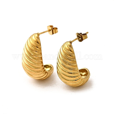 Серьги-гвоздики из нержавеющей стали 304 EJEW-F381-01B-G-1