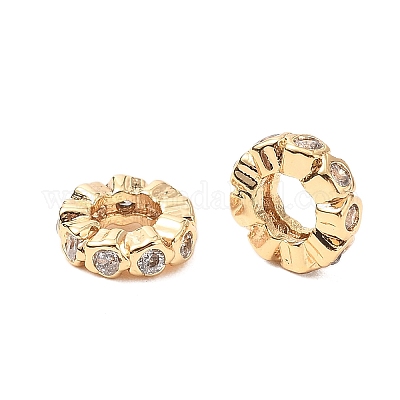 Латунные микро проложить кубического циркония бусы KK-A259-04G-1