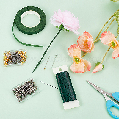 200 шт. штифт с шарообразной головкой из сплава с 1 рулонами садовой прививочной бумажной ленты с 1 рулонами железной проволоки для зажима DIY-BBC0002-10-1