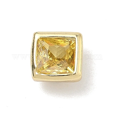 Квадратные латунные микропаве кабошоны из кубического циркония&nbsp;KK-P345-13G-E06-1