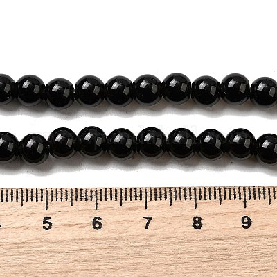 Натуральный черный обсидиан бисер пряди G-L632-A01-6mm-1