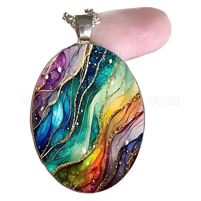 Овальные подвески из цинкового сплава и стекла FS-WG171E2-01-1