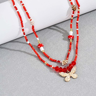 Подвеска-бабочка из сплава с грибами из смолы FS-WGE52BD-01-1