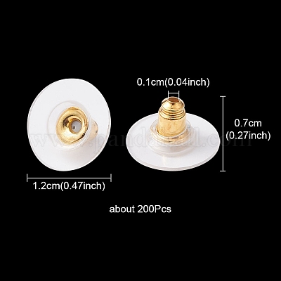 Латунная серьга-клатч пуля сзади с подушечкой KK-YW0001-68G-1