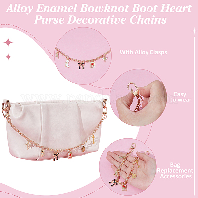 2 шт. 2 стиля сплав эмалированный бант сапог сердце кошелек декоративные цепи HJEW-UN00084-1