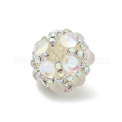 Сверкающие акриловые инкрустированные круглые бусины CLAY-NH0003-03S-02-1