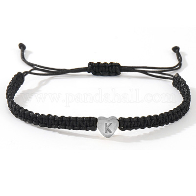 Браслеты из плетеных бусин в форме сердца из нержавеющей стали 304 с буквами OO6447-39-1