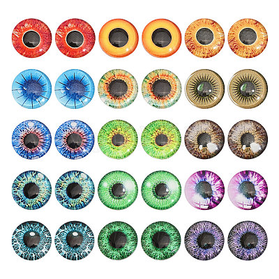 30 шт. 15-х цветные светящиеся самоклеящиеся стеклянные глаза-кабошоны DIY-CA0006-27A-1