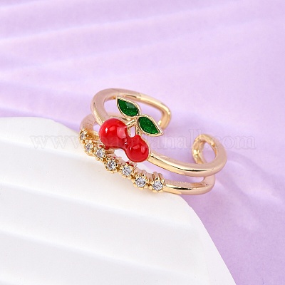 Латунные микропаве кубические цирконии регулируемые открытые манжеты кольца для женщин RJEW-U057-17C-G-1