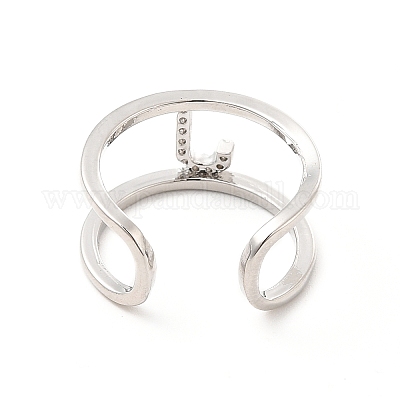 Кольцо-манжета с открытой буквой из прозрачного кубического циркония RJEW-A012-01P-J-1