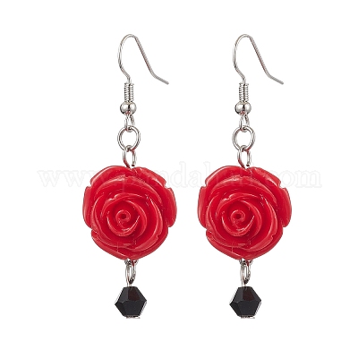 Смолы болтающийся серьги EJEW-JE06013-S-1