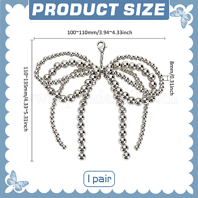 1 пара пластиковых подвесок для обуви с бантом и имитацией жемчуга DIY-FG0006-79-1