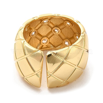 Открытые манжеты из латуни с микропаве кубический цирконий RJEW-P098-25G-1