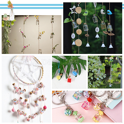 9шт 9-х цветные стеклянные пробковые бутылки с орнаментом AJEW-PH0011-07-1