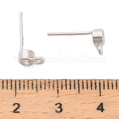 925 плоские круглые серьги-гвоздики из стерлингового серебра с микропаве из прозрачных кубических цирконий STER-B010-02B-P-1