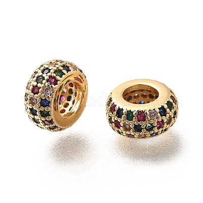 Латунные микро проложить Цирконий Европейский бисером KK-M318-19G-1