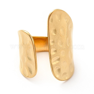 Ионное покрытие (ip) 304 нержавеющая сталь широкое плоское открытое манжетное кольцо для женщин X-RJEW-F131-16G-1