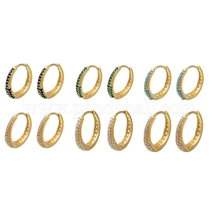 Серьги-кольца из латуни с микропаве из кубического циркония EJEW-H143-25G-1