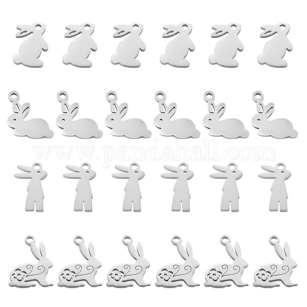 24 шт. 4 подвески-кролики из нержавеющей стали 201 STAS-SC0003-43-1