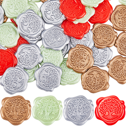 80 шт. 4-х цветные наклейки-клей с восковой печатью в виде дерева жизни DIY-CP0010-19-1