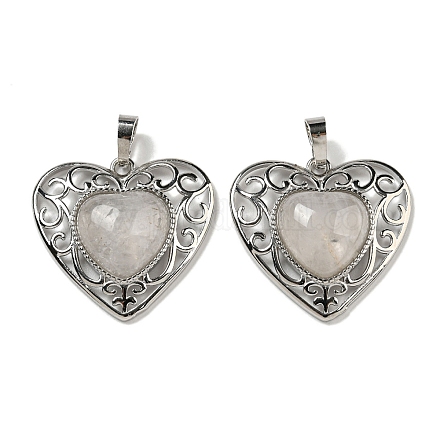 Подвески из натурального кварца с горным хрусталем и персиком в виде сердца любви G-G158-01K-1